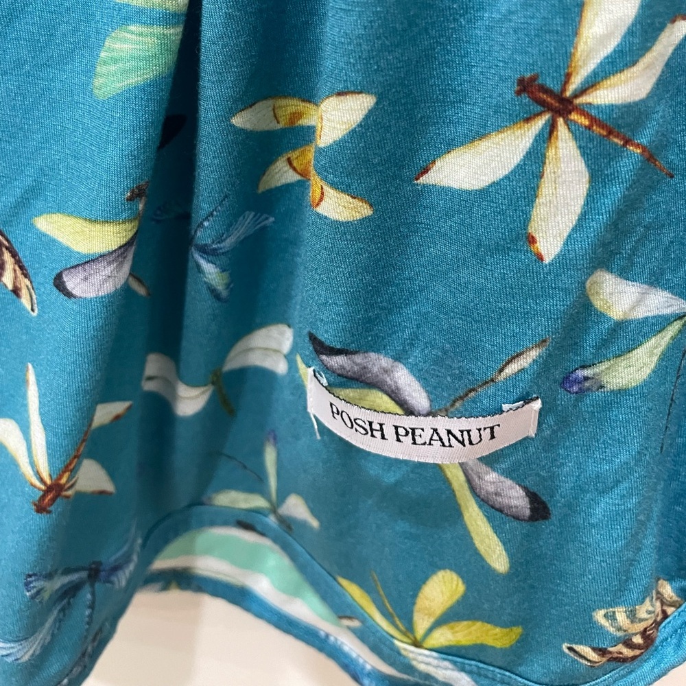 Posh Peanut Teal Dragonfly Print Bamboo Baby Footie and swaddle 0-3 months - Picture 4 of 9